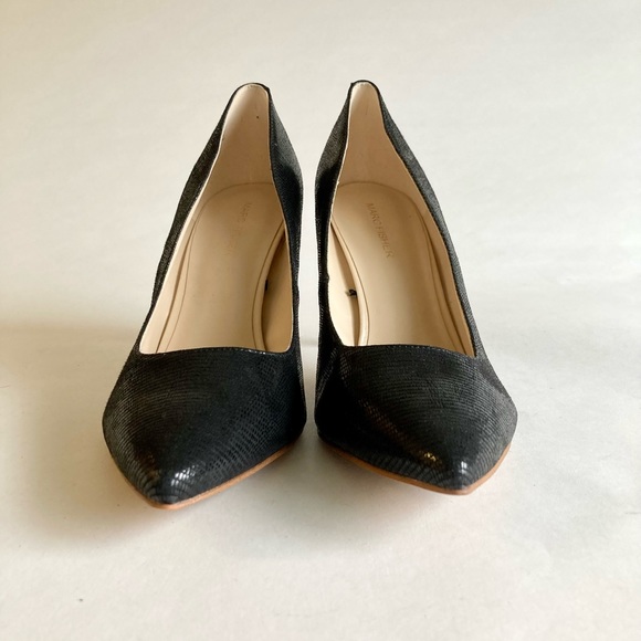 Marc Fisher Black Lizard Print Fabric Point Toe Heels size 9.5 - Picture 7 of 14
